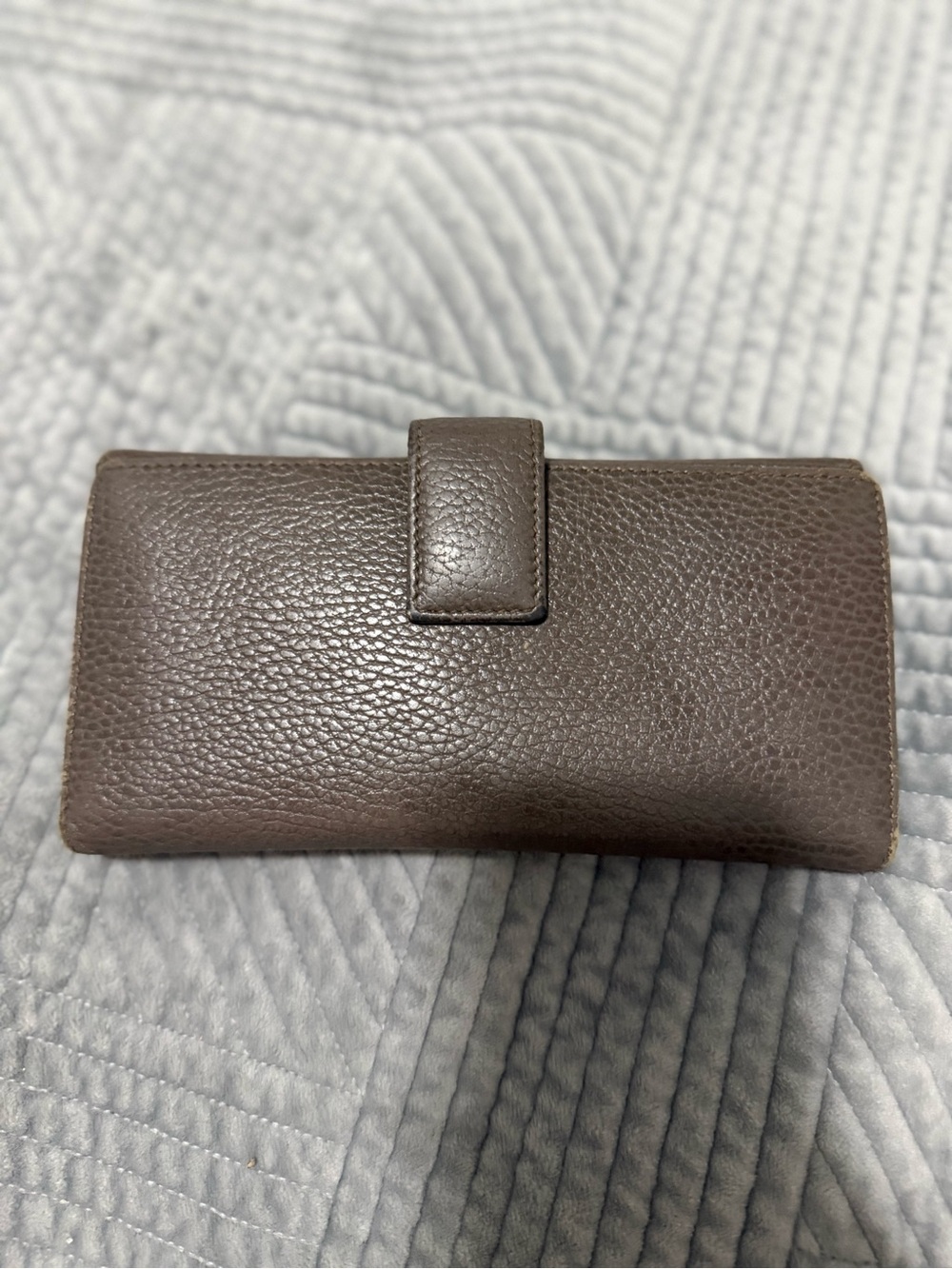 Gucci Taupe/Brown Pebbled Leather Continental Wallet with Silver Plaque - Picture 3 of 4